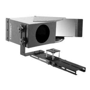 Camera teleprompter with mounting bracket.